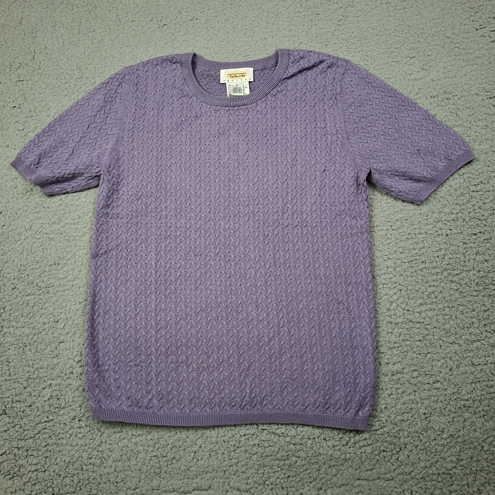 Coastal Grandma Talbots P Small Lavender Silk Blend Cable Knit Sweater Vintage